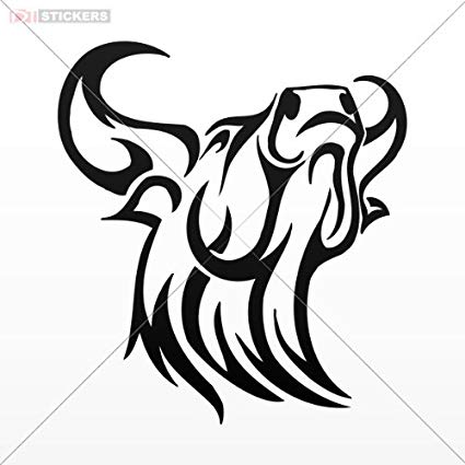 425x425 Stickers Bull Head Tribal Red