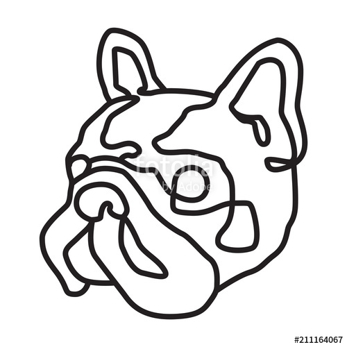 500x500 Dog Vector French Bulldog Logo Icon Face Head Graphic Line