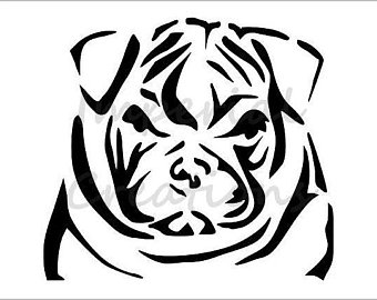 340x270 Bulldog Face Art Etsy