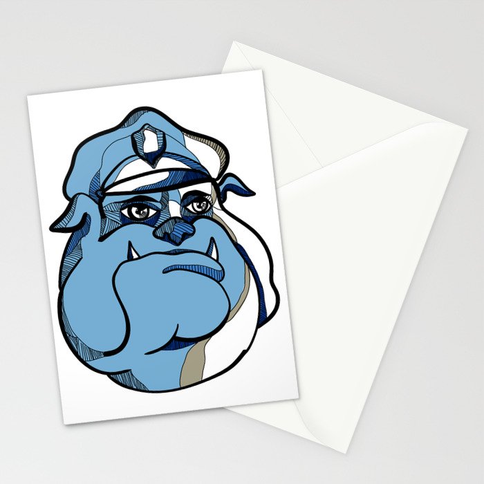 700x700 Bulldog Policeman Head Drawing Stationery Cards