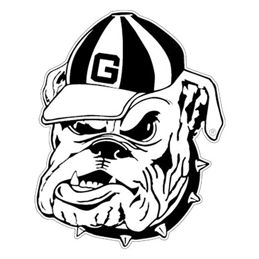 522x522 Georgia Bulldogs White Outline Mascot Mini Decal