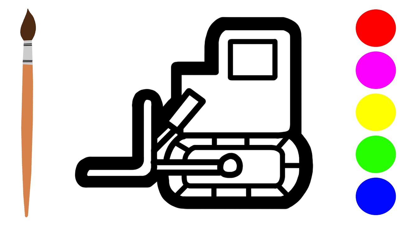 1280x720 Coloring A Bulldozer Drawing For Kids And Painting For Toddlers