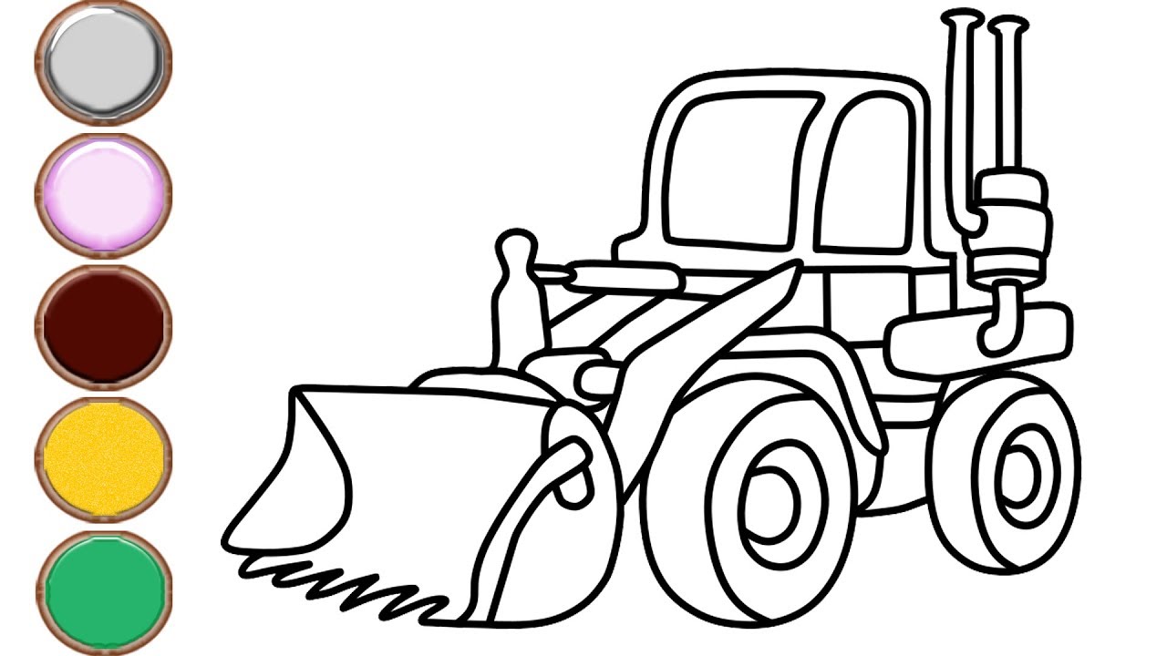 1280x720 Glitter Bulldozer Coloring And Drawing Construction Vehicles
