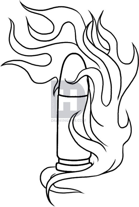 483x720 How To Draw A Bullet, Step