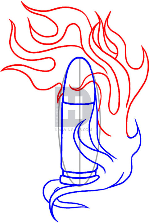 483x720 How To Draw A Bullet, Step