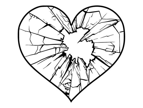 570x429 Broken Glass Heart Love Bullet Hole Shatter Shattered Etsy
