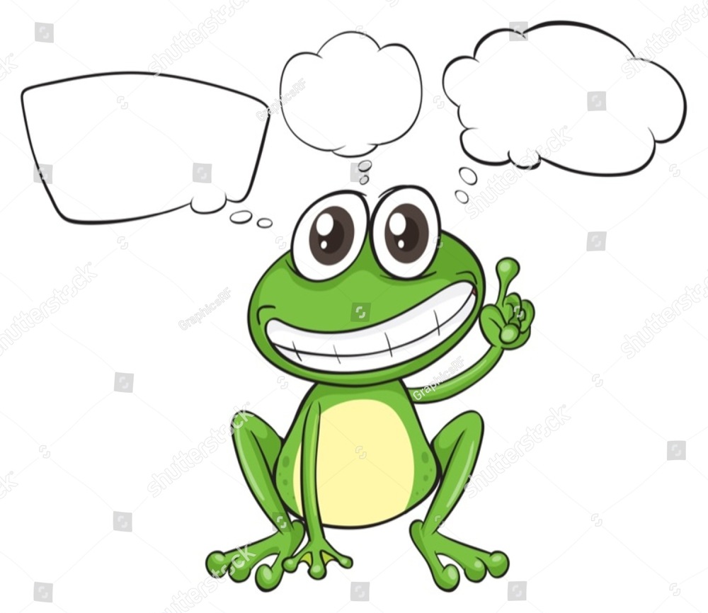 1000x866 illustration of a green bullfrog with empty callouts on a white