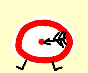 300x250 Bullseye With Legs With And Arrow Drawing