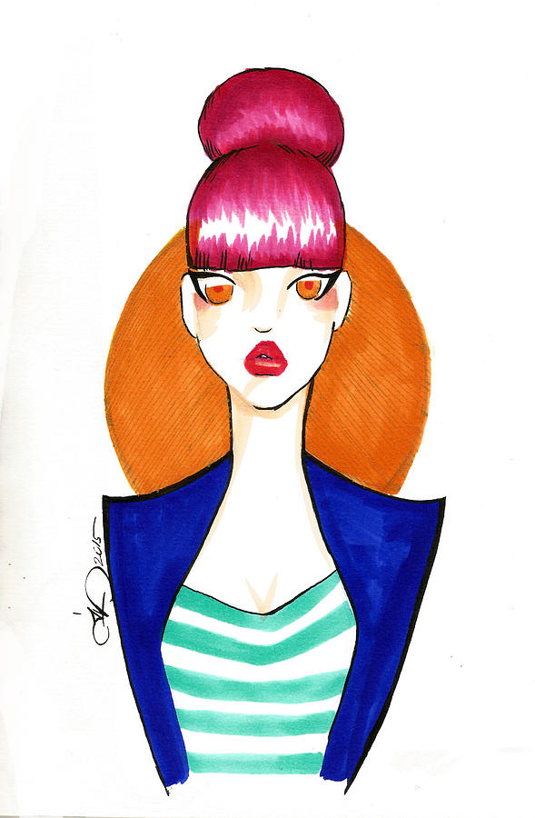 589x900 Pink Bun Drawing