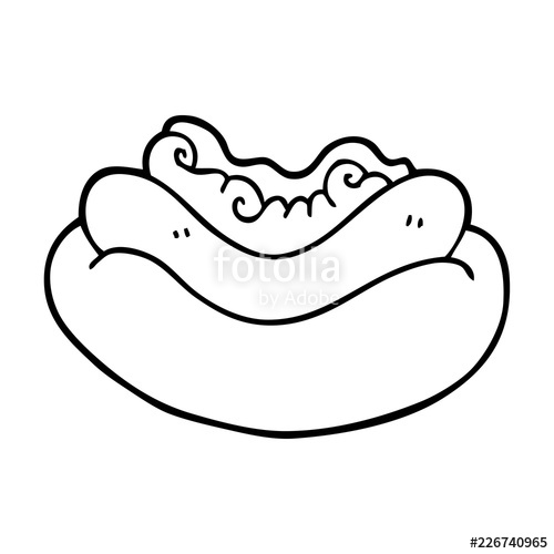 500x500 Line Drawing Cartoon Hotdog In A Bun Stock Image And Royalty Free