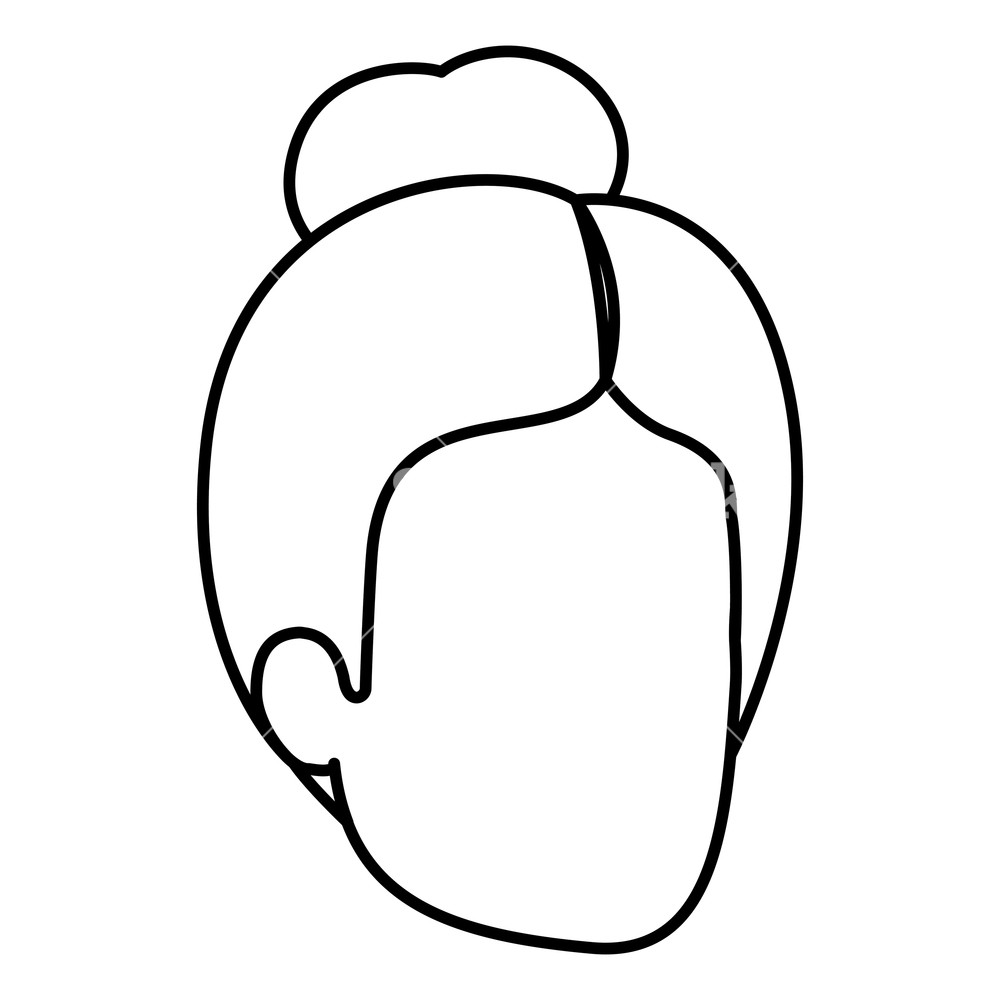 1000x1000 sketch silhouette of woman faceless with bun hair vector