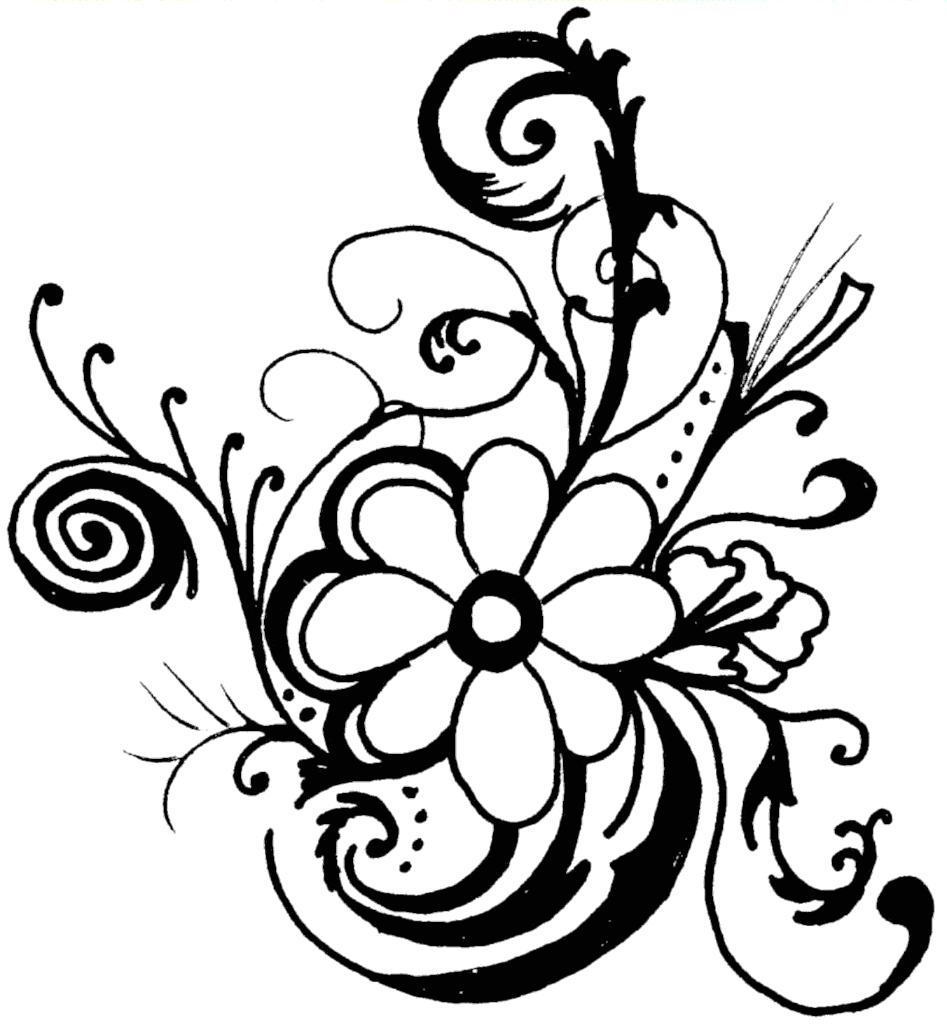 1352x1477 Flower Bouquet Graphic Transparent Download Black And White