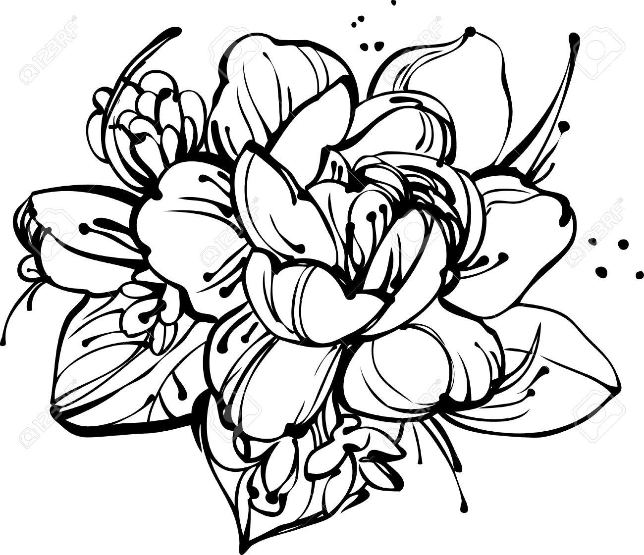 1300x1121 Flowers Bunch Drawings In Pencil