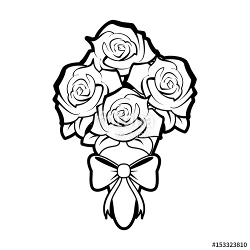 500x500 Sketch Silhouette Image Wedding Bouquet Of Roses Vector