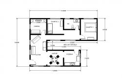 250x160 elevation drawing of the bungalow with detail dimension in dwg