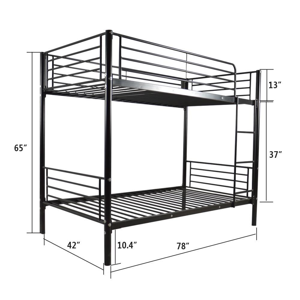 1000x1000 Iron Bed Bunk Bed With Ladder For Kids Twin Size Black Lontab