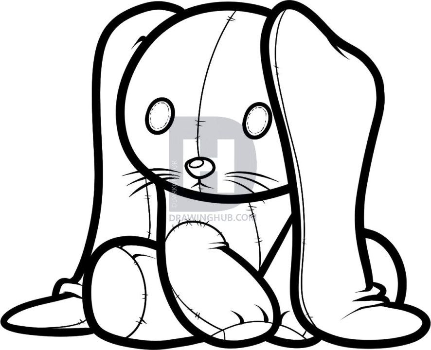 886x720 How To Draw A Plush Bunny, Step