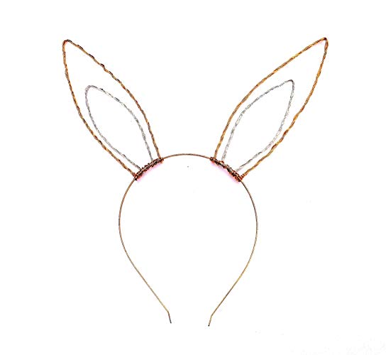 544x500 Gold And Silver Wire Bunny Ears Headband, Large Rabbit
