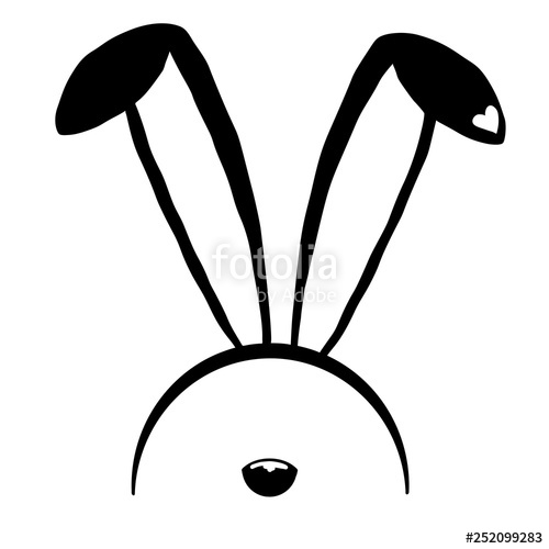500x500 Sketch Rabbit Ears With A Nose Easter Bunny Vector Stock Image