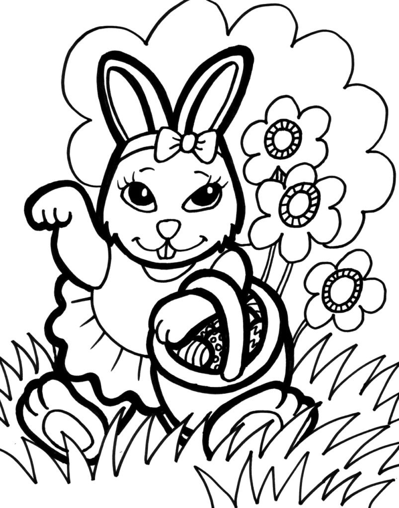 803x1024 Easter Bunny Line Drawing For Face Coloring Pages