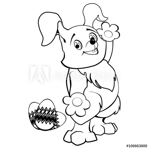 500x500 Vector Line Drawing Of Easter Bunny