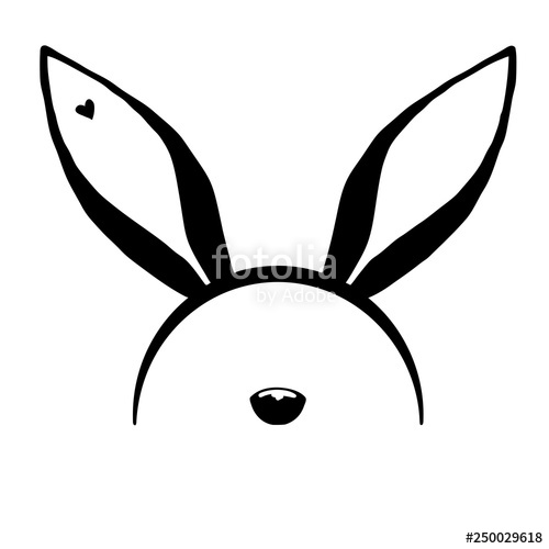 500x500 Sketch Rabbit Ears With A Nose Easter Bunny Vector Stock Image