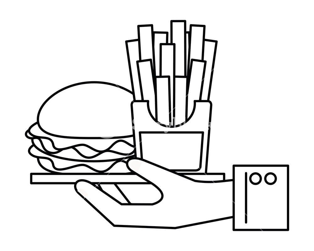 1000x800 Fast Food Combo Burger And Fries Vector Illustration Graphic