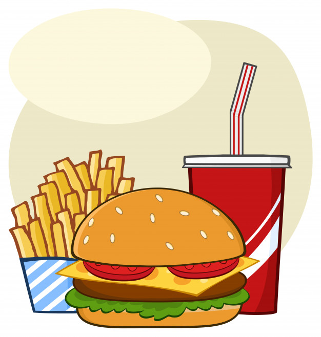 626x658 Fast Food Hamburger Drink And French Fries Cartoon Drawing Simple
