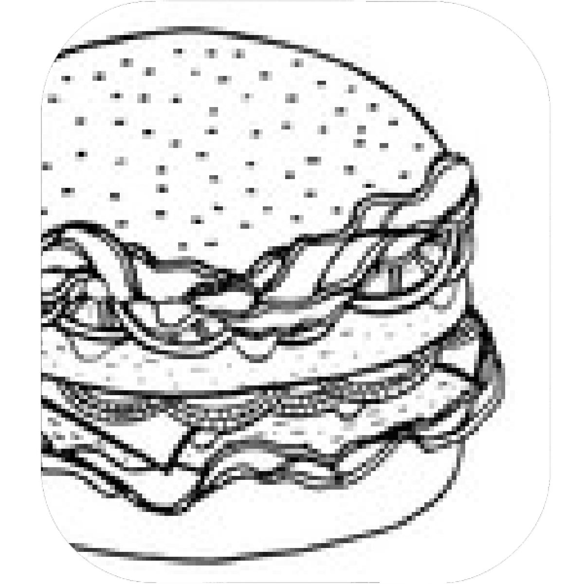 1200x1200 Burger Drawing Vector Cat Bacon Animated Simple Big Advertisement