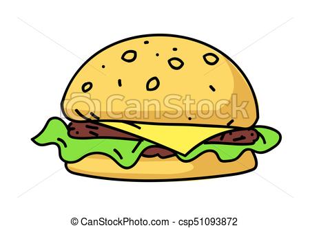 450x332 Burger Cartoon Hand Drawn Image Original Colorful Artwork, Comic