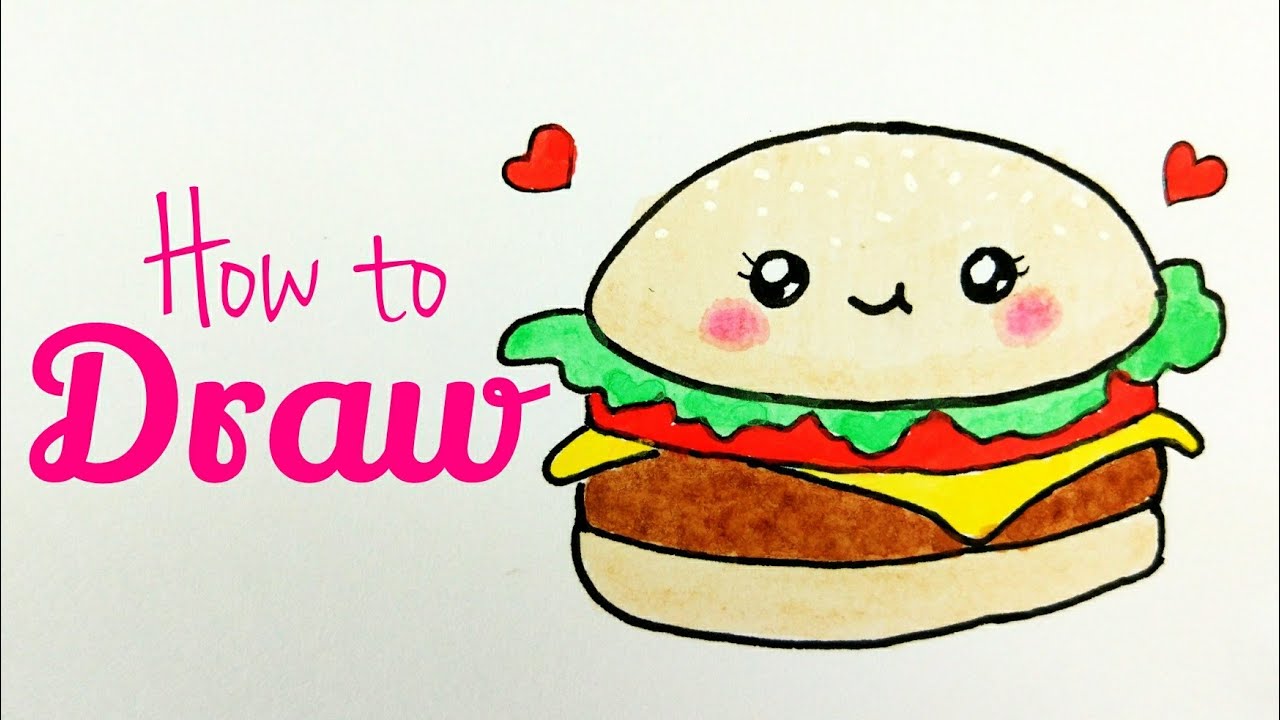 1280x720 how to draw burger hamburger drawing tutorial for beginner