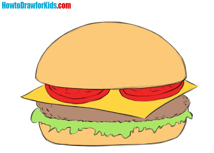 700x500 How To Draw A Burger For Kids How To Draw For Kids