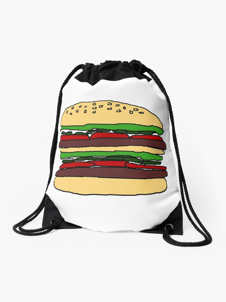 750x1000 burger drawing drawstring bag