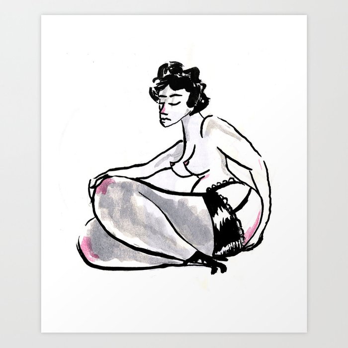 700x700 burlesque girl art print