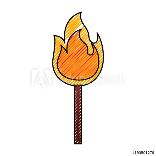 500x500 Fire Stick Burn Hot Flame Icon Vector Illustration Drawing Graphic