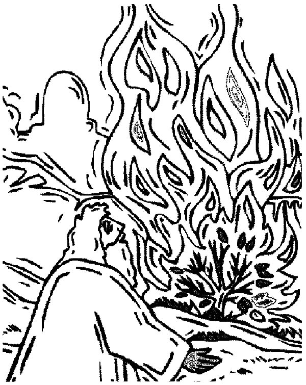 600x755 Depiction Of Burning Bush Moses Coloring Pages