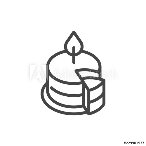 500x500 Birthday Cake With Burning Candle Outline Icon Symbol Of Party