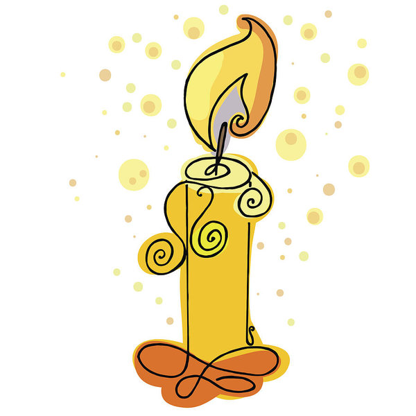 600x600 Burning Candle Hand Drawn Candlelight Art Print