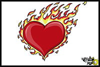 200x134 How To Draw Flaming Hearts With Flames And On Fire With Easy Step