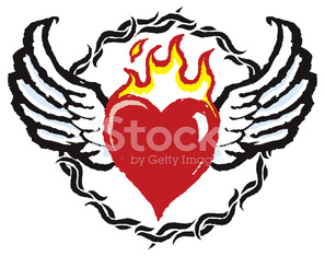 297x234 Burning Heart Tattoo Stock Photos
