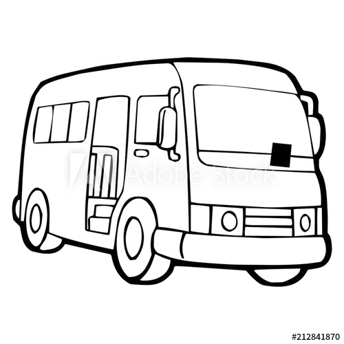 500x500 Cute Bus Cartoon Illustration Isolated On White Background