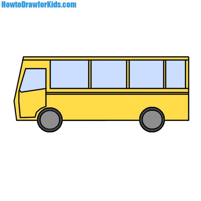 700x700 How To Draw A Bus For Kids How To Draw For Kids