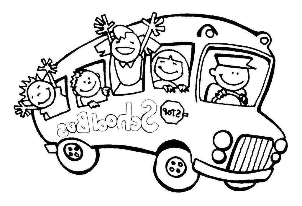 1024x698 School Bus Safety Coloring Pages Kids Line Drawing