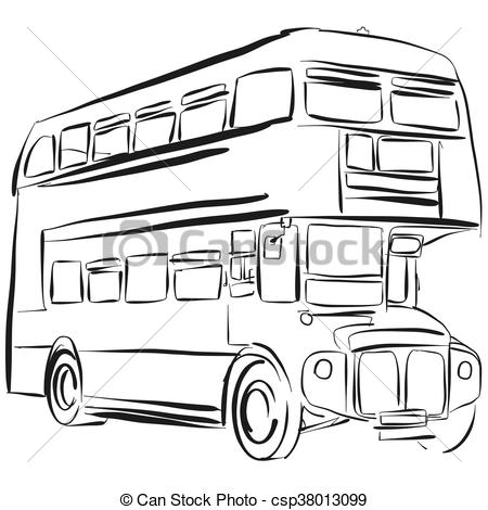 450x470 London Bus Vector Drawing Outline Version