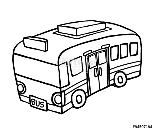 500x420 Bus Cartoon Vector And Illustration, Black And White, Hand Drawn