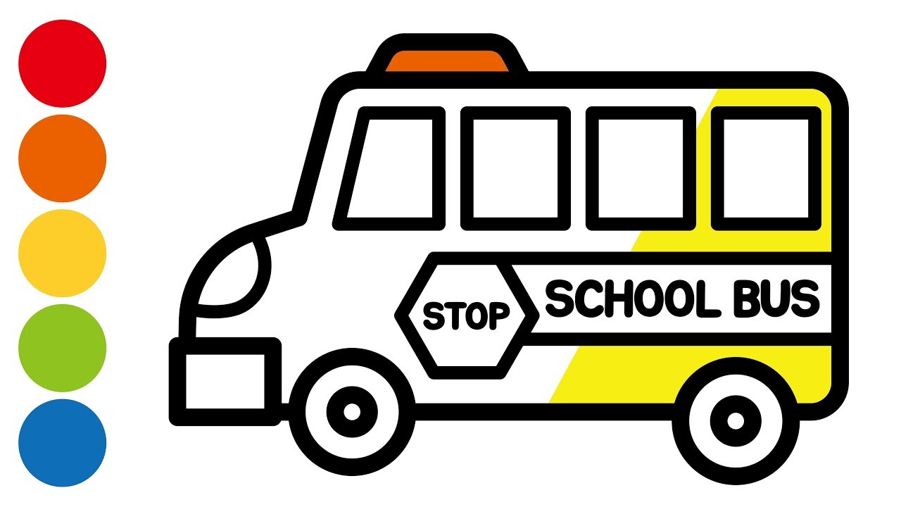 1280x720 School Bus Easy Drawing For Kids, Painting And Coloring
