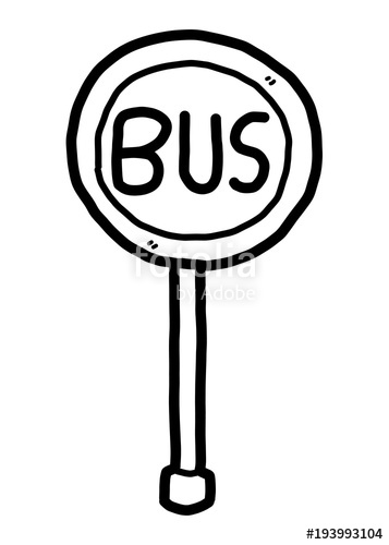 357x500 Bus Stop Cartoon Vector And Illustration, Black And White, Hand