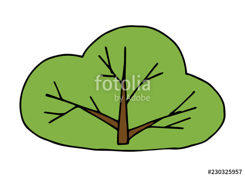 500x362 Vector Drawing Green Bush Simple Children's Illustration Cute