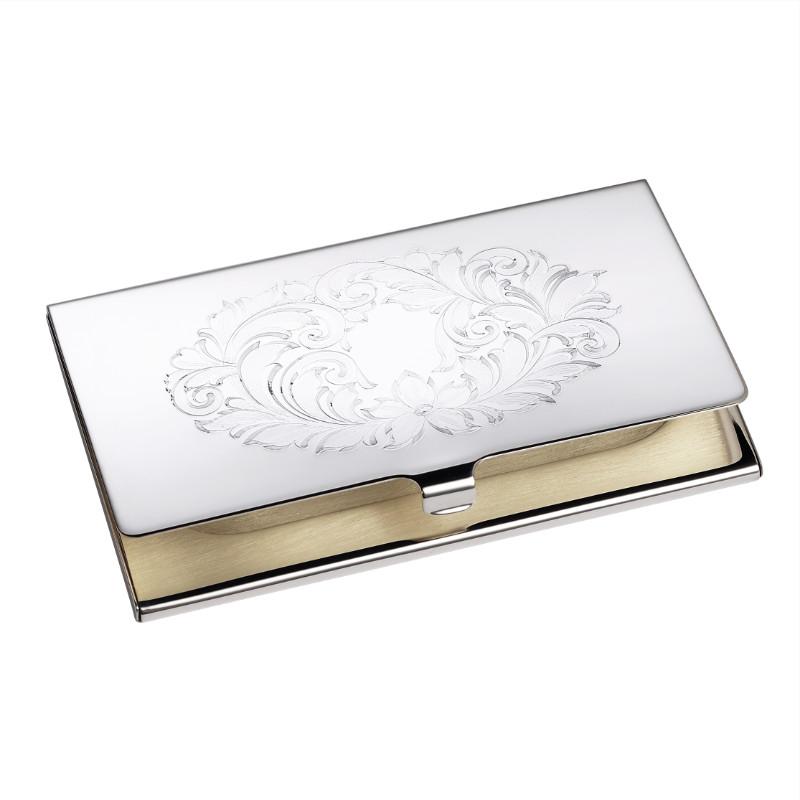 800x800 sterling silver business card case holder oval pattern