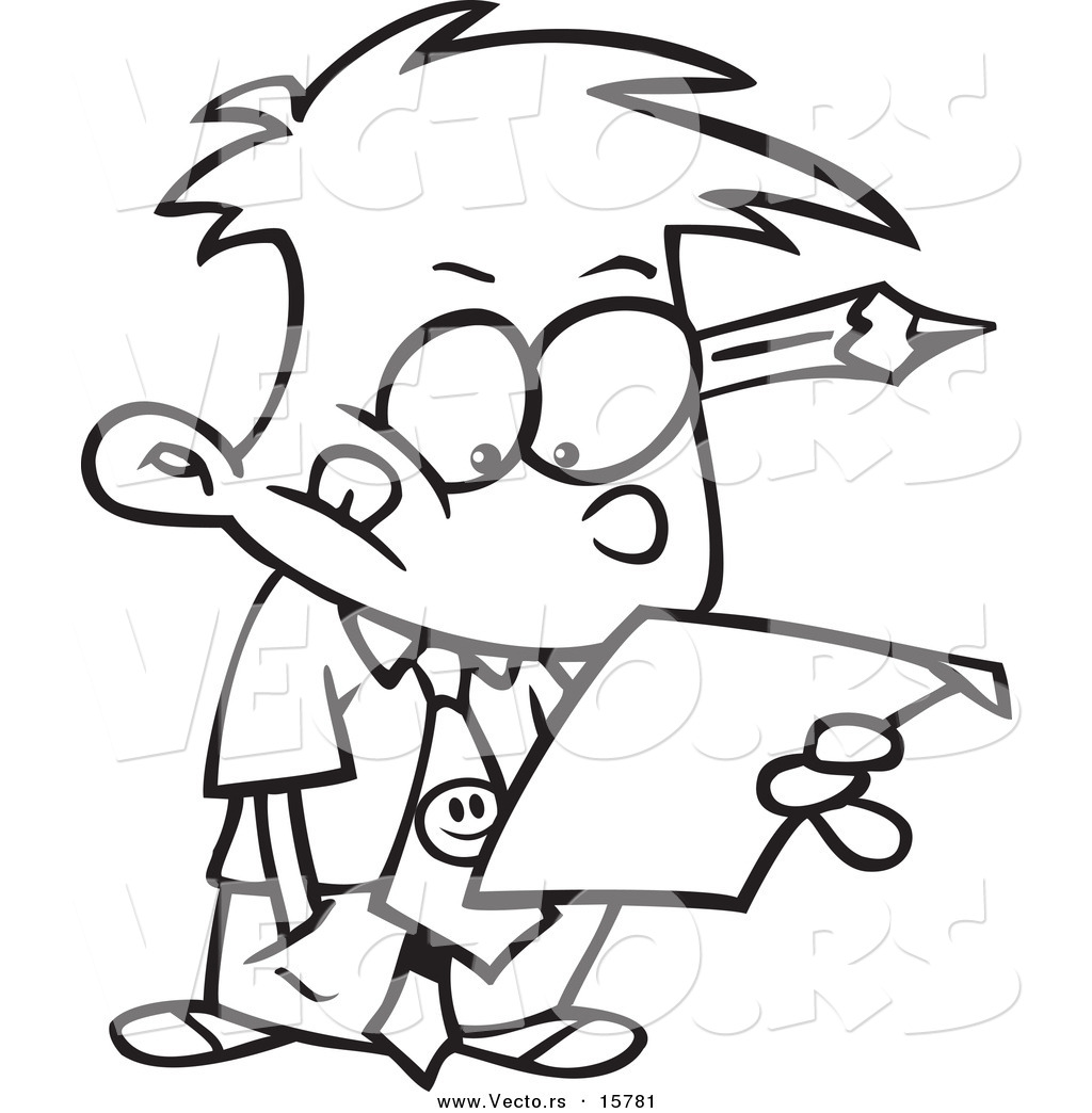 1024x1044 Vector Of A Cartoon Business Boy Analyzing A Document
